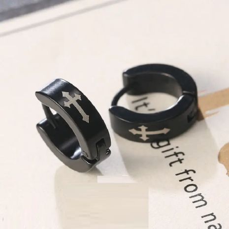 Серьги Spikes крест на одно ухо с крестиком из стали мужские 1шт