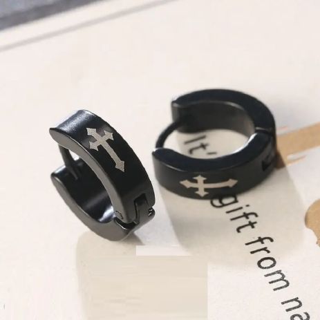 Серьги Spikes крест на одно ухо с крестиком из стали мужские 1шт