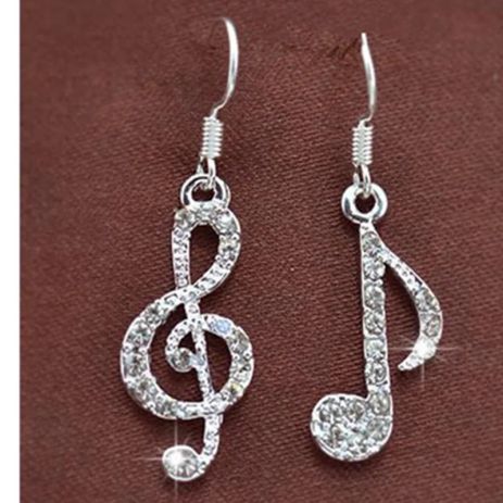 Серьги скрипичный ключ и нота камни