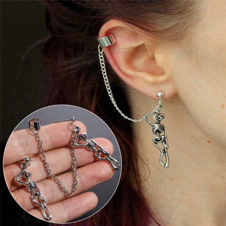 Серьги и кафф на ухо со скелетом Череп