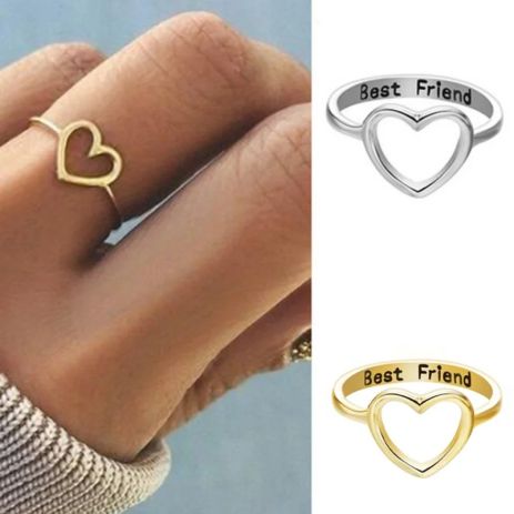 Кольцо best friend с сердцем для друзей gjlheu