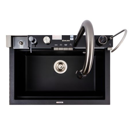Гранітна мийка матова Чорний металік VALESO IRENA 6846 Гранітна мийка матова Чорний металік VALESO IRENA 6846