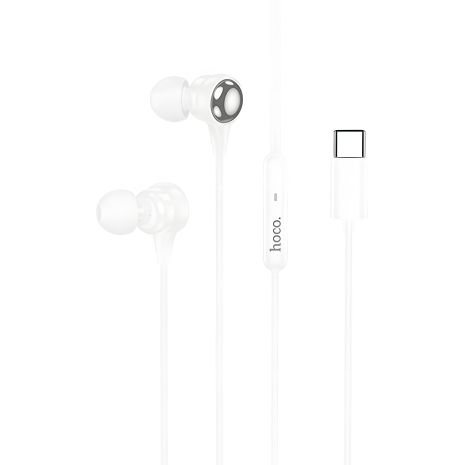 Hoco M116 навушники дротові, вакуумні, з мікрофоном, Type-C, 1.2m, white