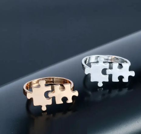 Кольцо Пазлы в виде пазлов регулируемое для друзей