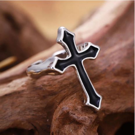Кольцо большой черный крест кольцо с крестом cross