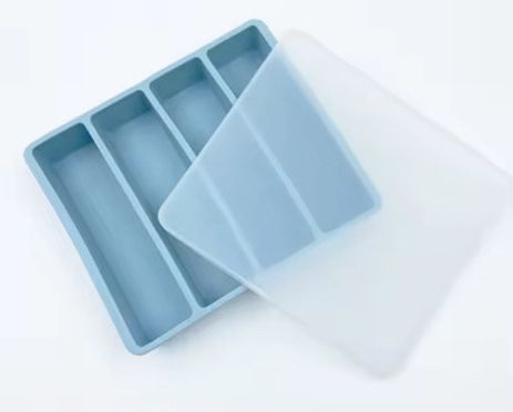 Форма для льда IF002B силиконоваяс крышкой, прямоугольный лед, blue