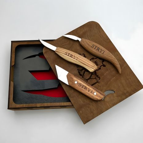 Набір ножів для різьблення по дереву STRYI Start для вирізання фігурок 3 шт