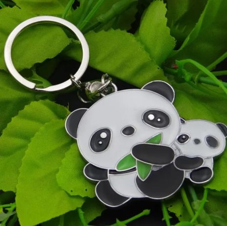Брелок для ключей Панда с ребёнком Panda сталь