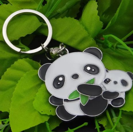 Брелок для ключей Панда с ребёнком Panda сталь
