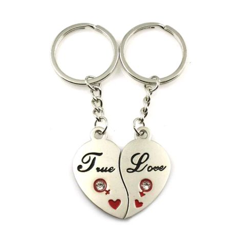 Парні брелки True love для двох дві половинки серця