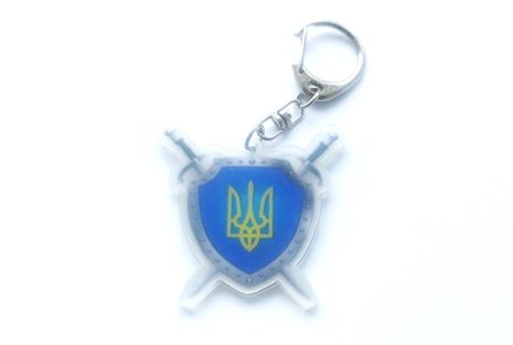 Брелок трезубец Украины тризуб в виде щита УКРАЇНА