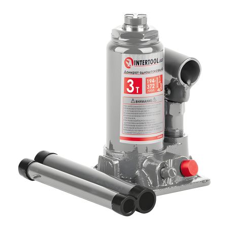 INTERTOOL GT0022 Домкрат "столбик" одноштоковый 3т, 194-372 мм