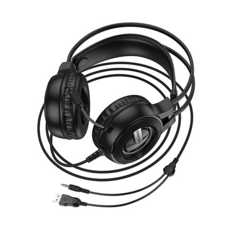 Дротові ігрові навушники Borofone BO111 Eminen, USB, 3.5mm, 2m, Чорний
