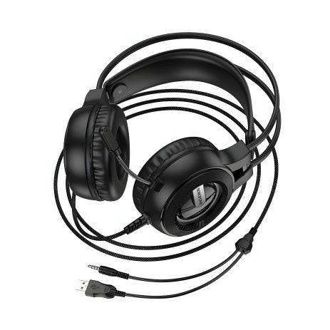 Дротові ігрові навушники Borofone BO111 Eminen, USB, 3.5mm, 2m, Чорний