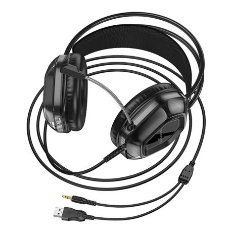 Дротові ігрові навушники Borofone BO110 Fight, USB, 3.5mm, 2m, Чорний