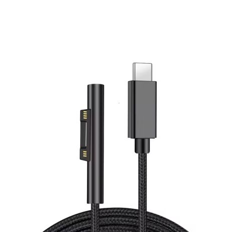 Кабель-Адаптер Type-C (M) To Microsoft Surface - PD 15V 3A - For Surface Pro 3/4/5/6/7/8 - Go 1/2/3 - Laptop 1/2/3/4 - 2m - Black