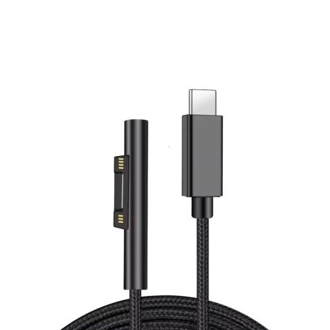 Кабель-Адаптер Type-C (M) To Microsoft Surface - PD 15V 3A - For Surface Pro 3/4/5/6/7/8 - Go 1/2/3 - Laptop 1/2/3/4 - 2m - Black