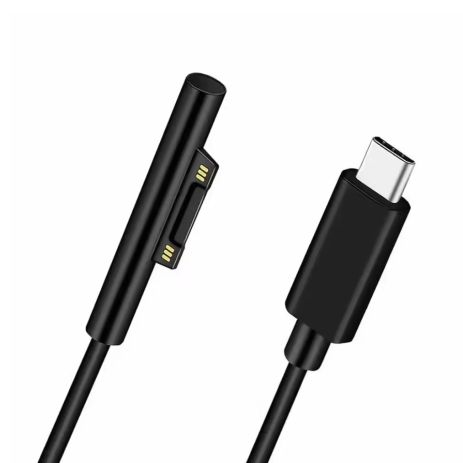 Кабель-Адаптер Type-C (M) To Microsoft Surface - PD 15V 3A - For Surface Pro 3/4/5/6/7/8 - Go 1/2/3 - Laptop 1/2/3/4 - 1.5m - Black