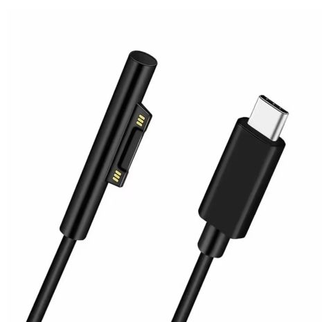 Кабель-Адаптер Type-C (M) To Microsoft Surface - PD 15V 3A - For Surface Pro 3/4/5/6/7/8 - Go 1/2/3 - Laptop 1/2/3/4 - 1.5m - Black