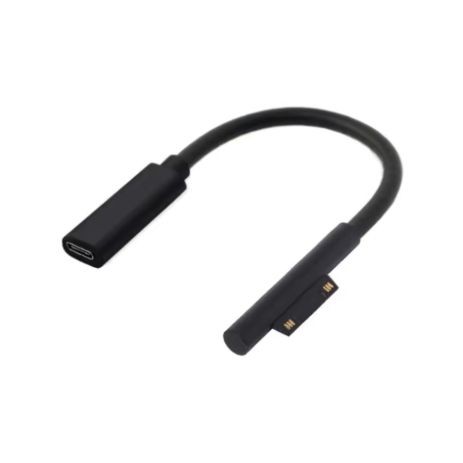 Адаптер Microsoft Surface - Type-c (F) - PD 15V 3A - For Surface Pro 3/4/5/6/7/8 - Go 1/2/3 - Laptop 1/2/3/4 - Black