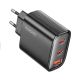 Зарядний пристрій Toocki, 40W, GaN, USB Charger Type C, QC 4.0, Dual Type C Fast Charger, для iPhone 15, 14, 13, 12 Pro Max, Samsung, Huawei, Lenovo, Motorola, Pixel, Black