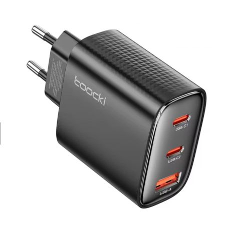 Зарядное устройство Toocki 40W GaN USB Charger Type C QC 4.0 Dual Type C Fast Charger For iPhone 15 14 13 12 Pro Max Samsung, Huawei, Lenovo, Motorola, Pixel, Black
