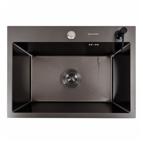 Кухонна мийка Valeso Handmade 58*43 PVD чорна (сифон круглий, 3,0/0,8)