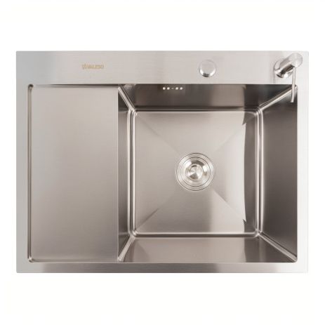 Кухонная мойка CM 65x50 см, нержавейка, VALESO Handmade (круглый сифон 3.0/0.8)