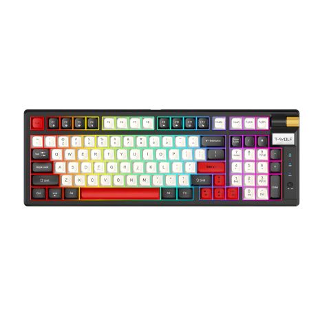 Ігрова клавіатура T-Wolf T70, LED, Red Switch, TypeC, 2.4GHz, BT5.1, 2000mAh, 6-8h, чорний, червоний
