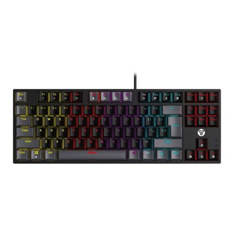 Клавіатура Fantech ATOM MK876V2, ігрова, Blue Switch, USB, RGB, Чорний, Сірий