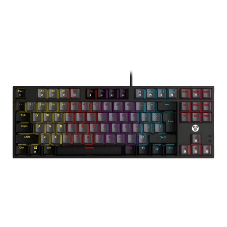 ATOM MK876V2 Fantech клавіатура, USB ігрова, Blue Switch, RGB, Сірий, Чорний