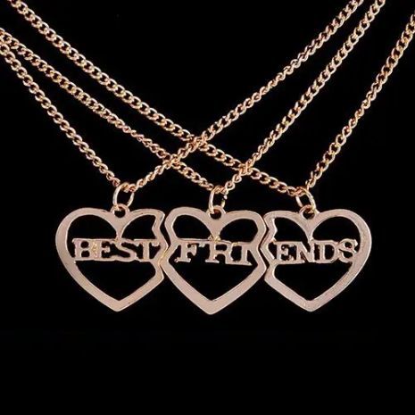 Кулоны тройные best friends forever подвески Тройной кулон для трех друзей подруг в виде сердца