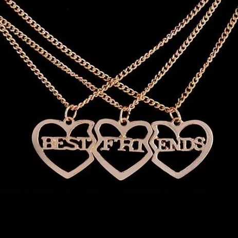 Кулони потрійні best friends forever підвіски Потрійний кулон для трьох друзів подруг у вигляді серця