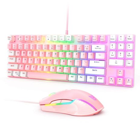 Набір Gaming Combo 2-in1 ONIKUMA G26 +CW916 (Keyboard ENG розкладка/Mouse) white-pink Набір Gaming Combo 2-in1 ONIKUMA G26 +CW916 (Keyboard ENG розкладка/Mouse) white-pink