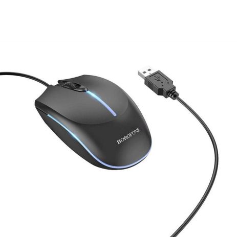 Миша BOROFONE BG10 Soaring game luminous wired mouse, дротова, ігрова, 1000DPI, USB, 1.5m, Black