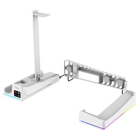 Док-станція IPega Charge stand for PS5 Slim Disc, Digital (PS5 Edge Controller Compatible) PG-P5S039, RGB, Fan, USB 3.0, white