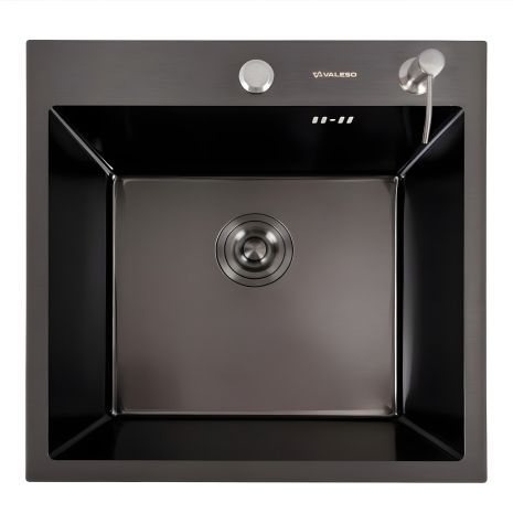 Кухонна мийка 50*50 чорна Valeso Handmade (товщина 3,0/1.5)