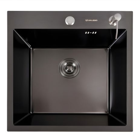 Кухонная мойка 50*50 PVD черная Valeso Handmade (толщина 3,0/1.5)