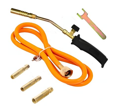Ручний газоповітряний пальник з насадками Ø 13/14/17 мм 370 мм 157 г/год. 2200 Вт 1300°C MASTERTOOL 44-5056