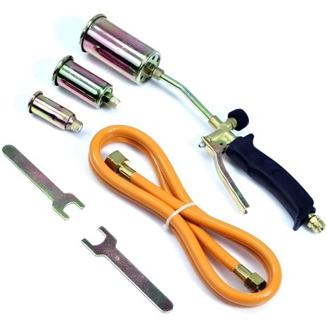 Ручний газовий пальник з насадками Ø 25/35/50 мм 400 мм 3785 г/год. 53 кВт 1300°C MASTERTOOL 44-5055