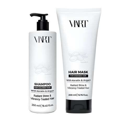 Набор VIART: шампунь и маска для окрашенных и поврежденных волос, с кератином и аргановым маслом, 250+200 мл