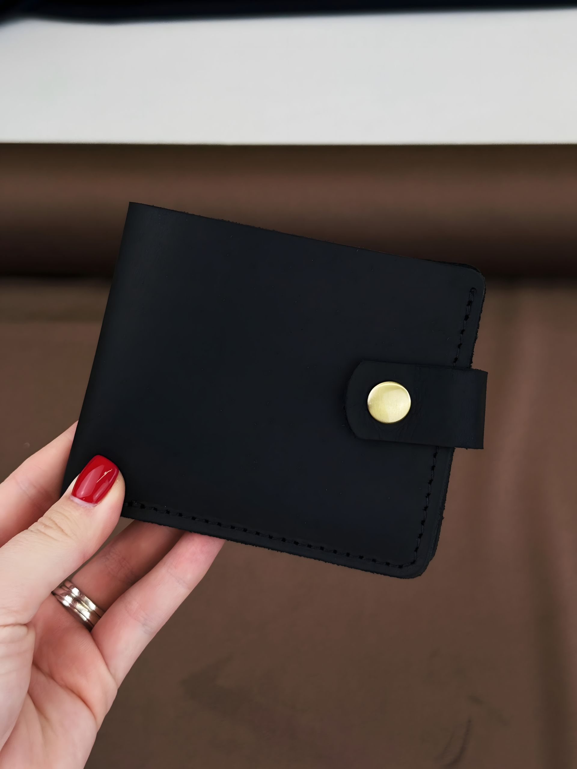 Чорний чоловічий гаманець із натуральної шкіри Чорний чоловічий гаманець із натуральної шкіри