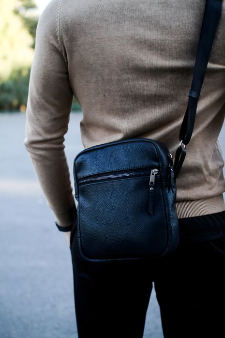 Мессенджер Сумка із Натуральної зернистої Шкіри, Чоловіча Сумка через Плече