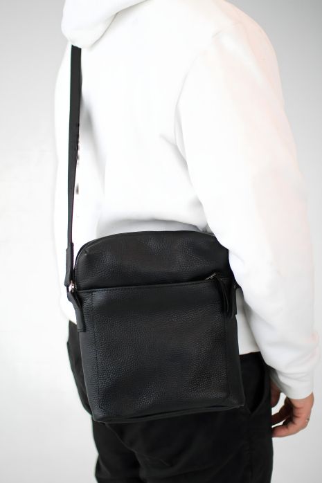 Чоловіча сумка мессенджер SKILL шкіряна чорна