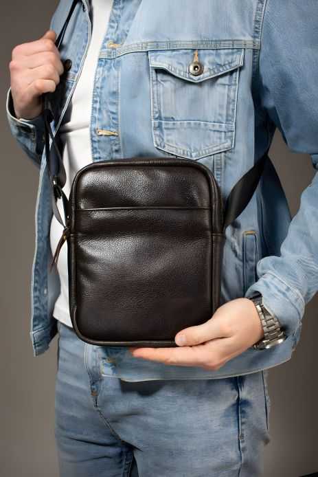 Мужская сумка-мессенджер из натуральной кожи SKILL Zero (коричневая)