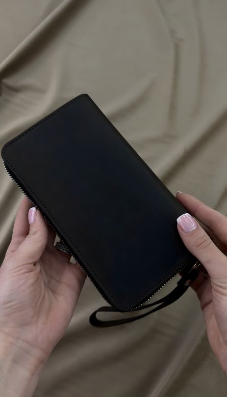 Шкіряний клатч-гаманець із натуральної шкіри Crazy Horse, коричневий