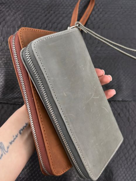 Клатч-гаманець із натуральної шкіри Crazy Horse, сірий Клатч-гаманець із натуральної шкіри Crazy Horse, сірий