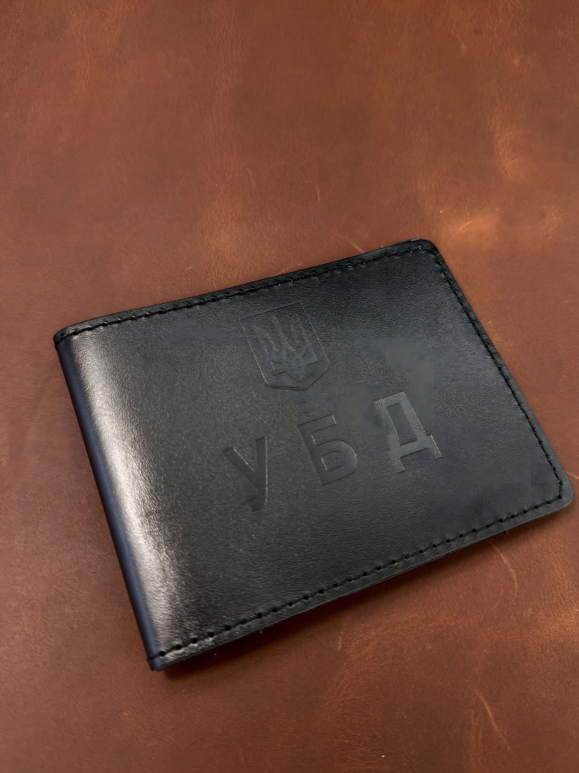 Обложка для удостоверения УБД из натуральной кожи черная Обложка для удостоверения УБД из натуральной кожи черная