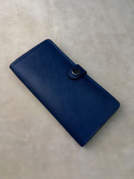 Мужское портмоне РУЧНОЙ РАБОТЫ из натуральной кожи Saffiano, синее