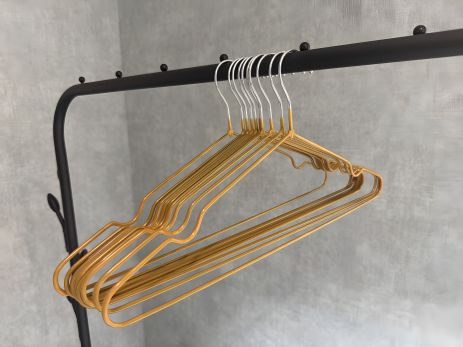 Набір металевих плічок для одягу, 10 шт, прогумованих 3748gold